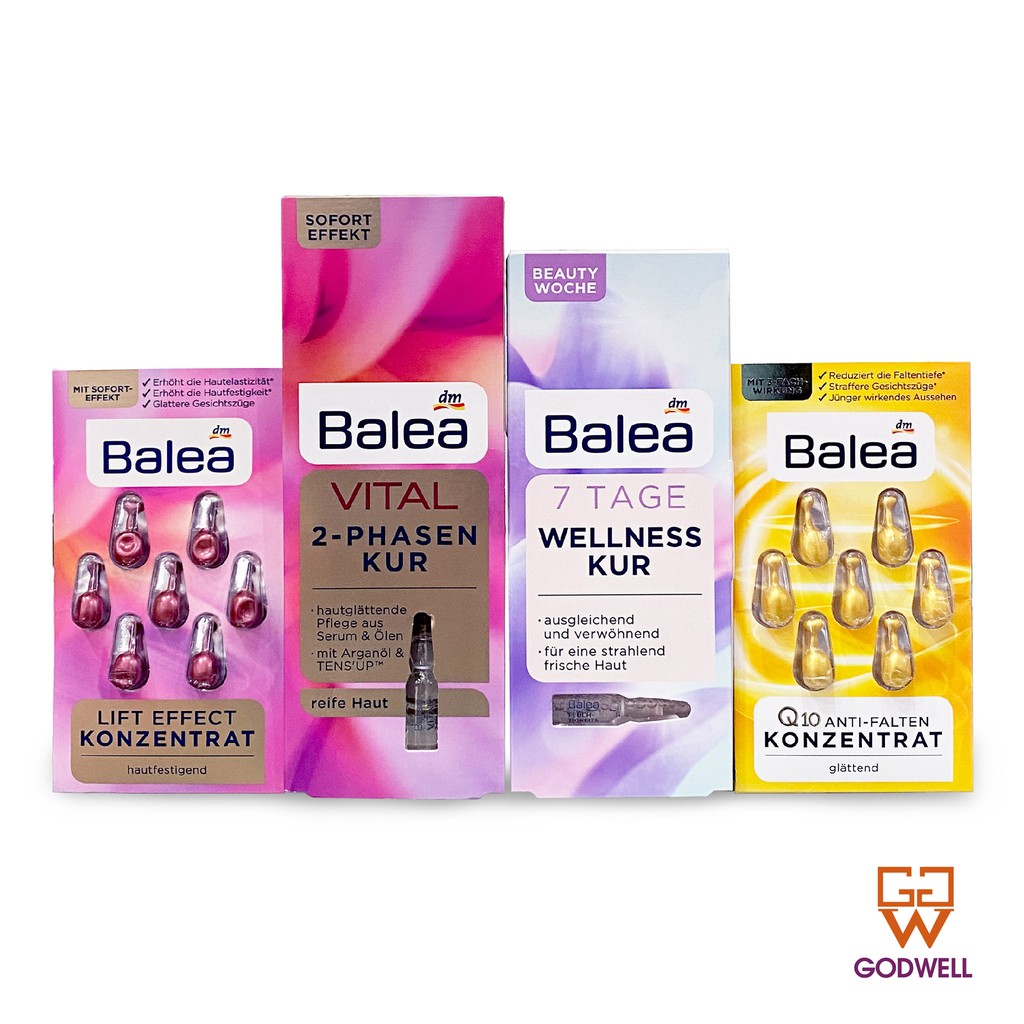 Balea - 7-Day Wellness/Vital 2-Phase Serum Ampoules 7ml / 7days Q10/Lift Effect Concentrate 7 Capsules- Ship From Hong Kong