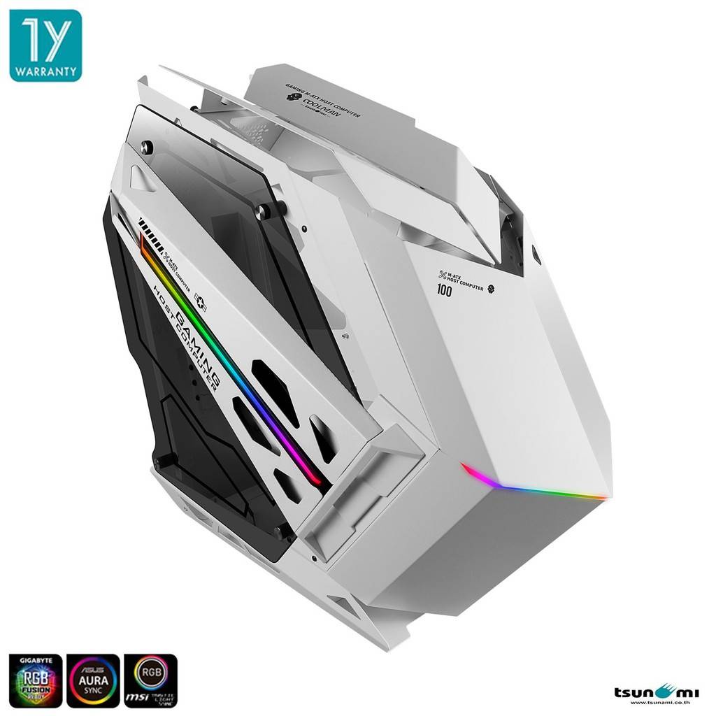 TSUNAMI PROTECTOR MECHA WW CASE (mATX) WHITEABLAZE ARGB FAN*2 สินค้าใหม่ พร้อมส่ง รับประกัน 1 ปี tsunami mecha