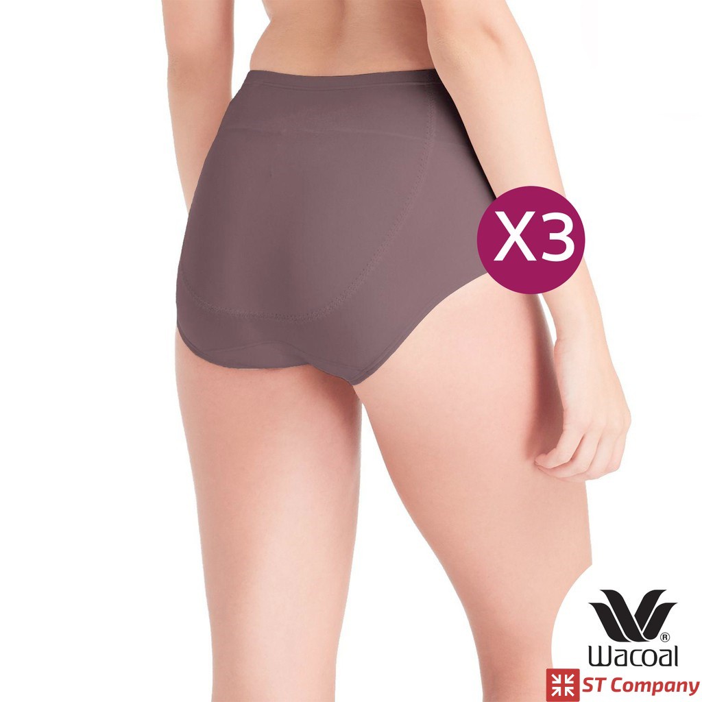 กางเกงใน Wacoal U-Fit Extra Panty ทรง Short (เต็มตัว) รุ่น WU4838 สีน้ำตาล (BT) 3 ชิ้น กางเกงในผู้หญิง วาโก้ กระชับก้น