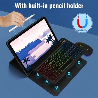 GOOJODOQ เคสแท็บเล็ต & ชุดคีย์บอร์ดและเมาส์ Bluetooth, เคสสำหรับ Air 4, 7/8/9 Gen 10.2 (สามชิ้น)