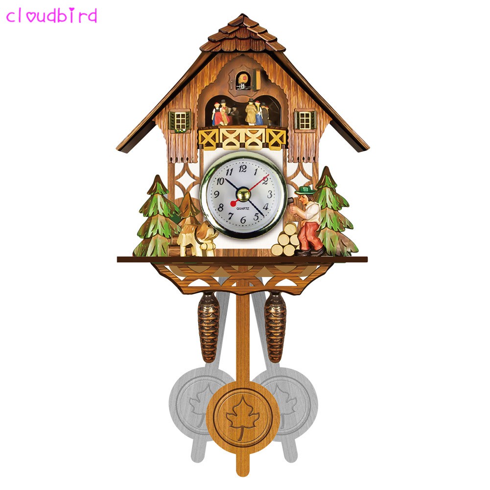 ★♈★ Wooden Cuckoo Wall Clock Bird Time Bell Swing Alarm Watch Home Art ...
