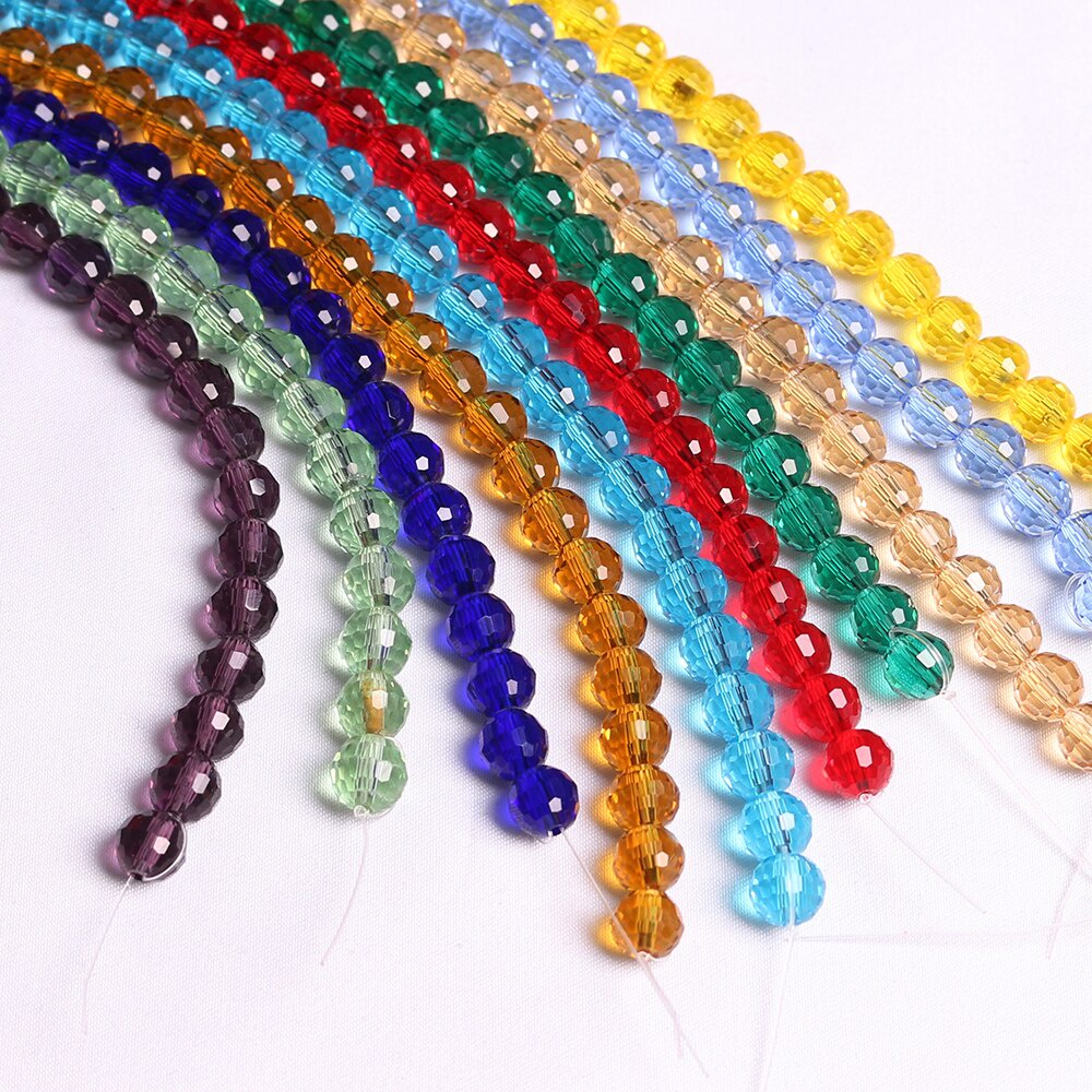 30 ชิ้น 10 มิลลิเมตร Charm ลูกปัดคริสตัลที่มีสีสันเครื่องประดับแก้ว Precious รอบ Ball Faceted Spacer ลูกปัดหลวม DIY อุปกรณ์เสริมทํา