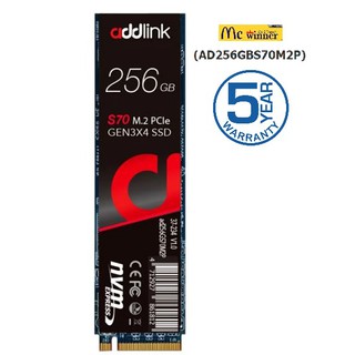 256GB SSD (เอสเอสดี) ADDLINK S70 PCIe/NVMe M.2 2280 NVMe PCle Gen3x4 TLC Read 3000 Write 1000 - สินค้ารับประกัน 5 ปี