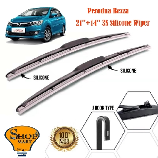 Perodua Bezza ที่ปัดน้ําฝน 3 ส่วน Mugen ที่ปัดน้ําฝน ซิลิโคน นุ่ม ไฮบริด ที่ปัดน้ําฝน ไร้กระดูก รถ กระจกหน้า ที่ปัดน้ําฝน 21 นิ้ว + 14 นิ้ว