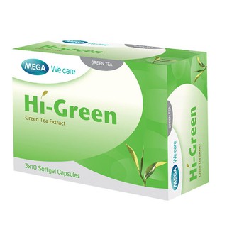 Mega We Care Hi Green 30 แคปซูล เมก้า ชาเขียวสกัดเพื่อรูปร่างและสุขภาพที่ดี ลดหุ่น เผาผลาญไขมัน