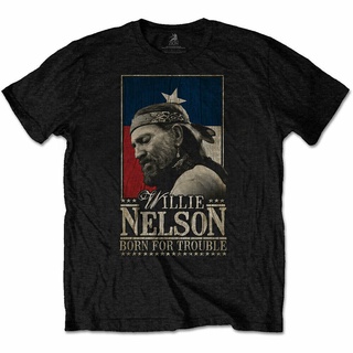 เสื้อยืดลําลอง พิมพ์ลาย Willie Nelson Born Trouble สําหรับผู้ชาย