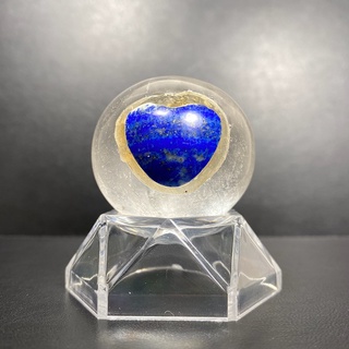 หินลาพิส ลาซูรี และควอตซ์ งานฝีมือโบราณแท้ (ANTIQUE HANDCRAFT Lapis lazuli heart in Clear Quartz Round Rock) #2