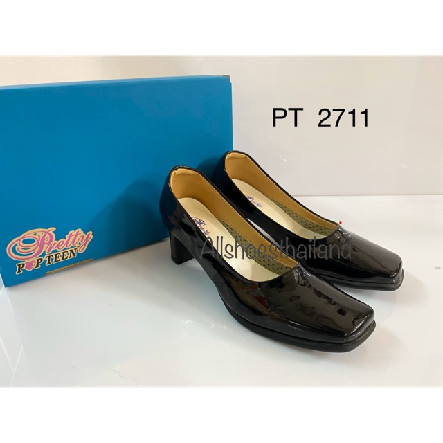 รองเท้าคัชชู popteen pt 2711  แบบหัวตัด  นักเรียน นักศึกษา  วัยทำงาน  สำหรับผู้หญิง