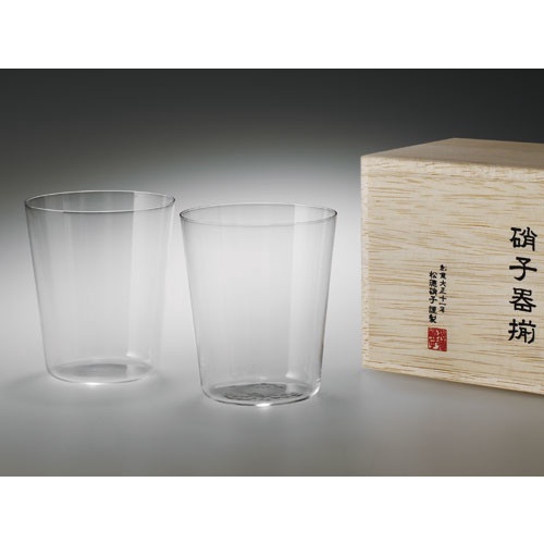 SHOTOKU GLASS Rcok Glass Distilled Spirit   (Wood Boxed 2 Pcs)