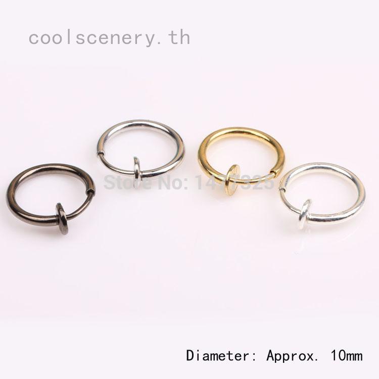 Fashion Punk Clip On Fake Piercing Nose Lip Hoop Rings Earrings 4 Colors