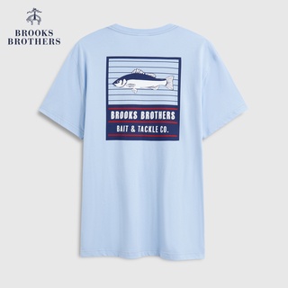 เสื้อยืดผ้าฝ้ายพิมพ์ลาย เสื้อยืดแขนสั้น คอกลม ผ้าฝ้าย พิมพ์ลายกราฟฟิค Brooks Brothers สําหรับผู้ชาย