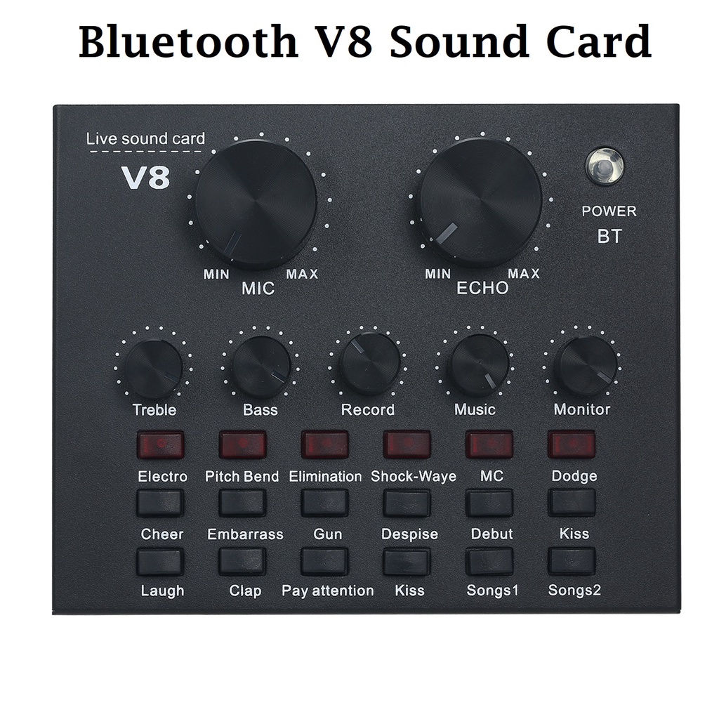 QUICK SEND* V8 การ์ดเสียงสดพร้อม Bluetooth