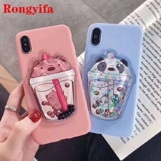 Cute 3D bear Glitter sandbag phone case OPPO A7 A5S A3 A83 A1 A79 A77 F3 F5 A71 F1S A39 A57 A37 Case Liquid cover