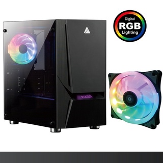 (iHaveKom) AZZA เกมมิ่งเคส Micro ATX Tower ด้านข้างกระจกหน้า RGB LUMINOUS 110ADF - Black