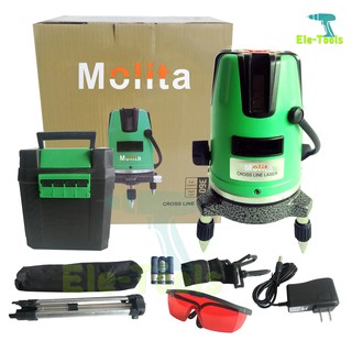 MOLITA เครื่องวัดระดับเลเซอร์ ระดับน้ำเลเซอร์ 5 เส้น 360 องศา พร้อมกล่องเก็บอุปกรณ์ แถมฟรี! ขาตั้งวัดระดับ มูลค่า 590 บา