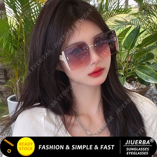 (JIUERBA) แว่นตากันแดด ไร้กรอบ ไล่โทนสี ทรงสี่เหลี่ยม ขนาดใหญ่ แฟชั่นเกาหลี สําหรับผู้หญิง