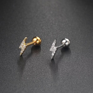 earring.minimal จิวหูสายฟ้า เพชรมินิมอล จิวหูเพชร ก้าน 1.2 ใส่รูปกติได้ งานสแตนเลสแท้ ใส่อาบน้ำได้ไม่เป็นสนิม