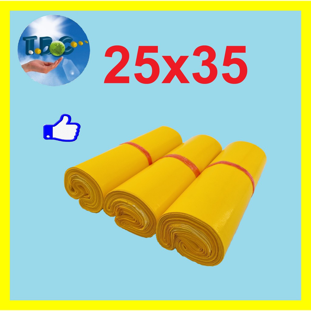 ถุงไปรษณีย์สีเหลือง (25x35) ซองไปรษณีย์สี ซองพัสดุสี ถุงพัสดุ แพคละ100ใบ