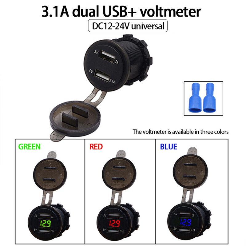 12v / 24 V Dual Port อุปกรณ์ชาร์จ Usb มีไฟ Led สําหรับติดรถยนต์