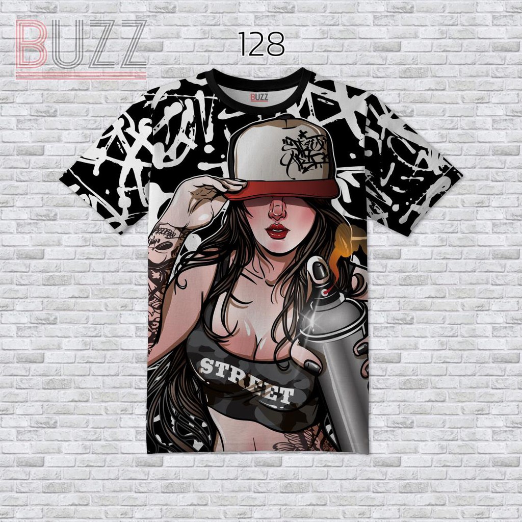 [S-4XL] เสื้อยืดแฟชั่น พิมพ์ลาย หน้า-หลัง ใส่ได้ทั้ง ชาย หญิง สาวอวบ อ้วน บิ๊กไซส์ BUZZ-128