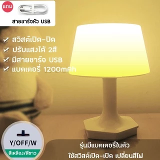 โคมไฟหัวเตียง โคมไฟ LED ไฟตั้งโต๊ะ ไร้สาย มีรีโมท ปรับแสงได้ หรี่แสงได้
