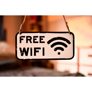 ขนาดใหญ่ ( มีพร้อมส่ง ) 💥 ถูกที่สุด 💥 ป้าย free wifi พื้นขาว อักษรดำ / หน้า+หลัง / พร้อมจุ้บสุญกาศติดกระจก