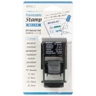 MIDORI Paintable stamp Day &amp; Weather ตัวปั๊มแบบมีหมึกในตัว ลายวันและอากาศ