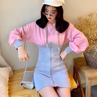 🔥สินค้าพร้อมส่ง🔥เดรสสั้นรัดรูป แขนยาว สำหรับผู้หญิง