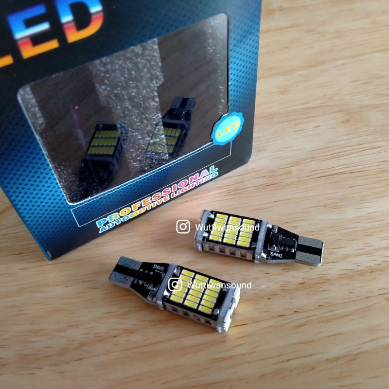 ไฟถอย LED 45ชิพ DC12V ขั้วเสียบ T10 แสงสีขาว จำนวน 1 คู่ (2หลอด) สว่างตาแตก ส่งจากไทย