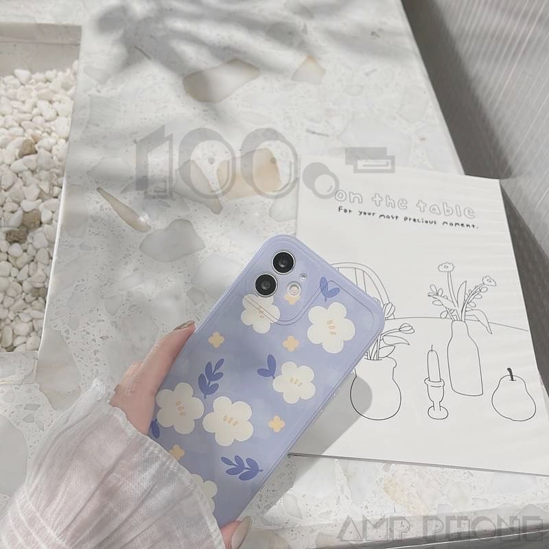 เคสไอโฟนราคาถูก F72 ดอกไม้ม่วงขอบใส