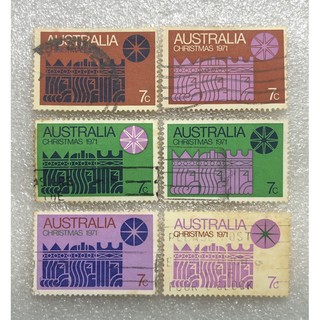 แสตมป์เก่าAustralia จำนวน 6 ดวงปี1971