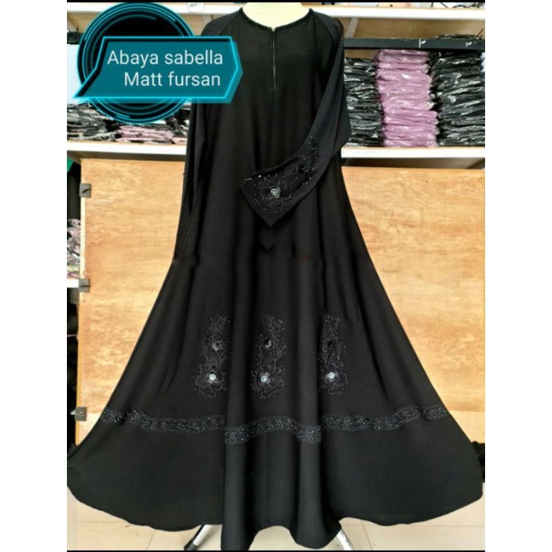 Hitam abaya temboro fursan abaya สีดํา