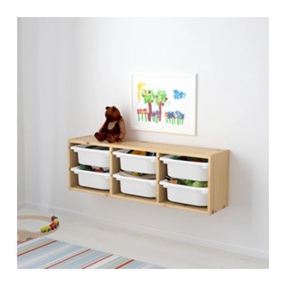 TROFAST ตู้ลิ้นชักแขวนผนัง Wall storage 93*21*30 cm (ไม้สน-ขาว)