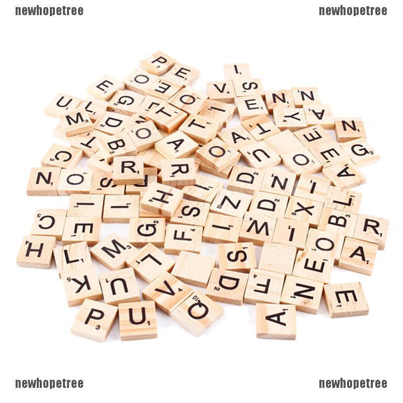 100 Wooden Scrabble Tiles Black Letters Numbers For Crafts Wood Alphabets Board Traditional Games Toys Games