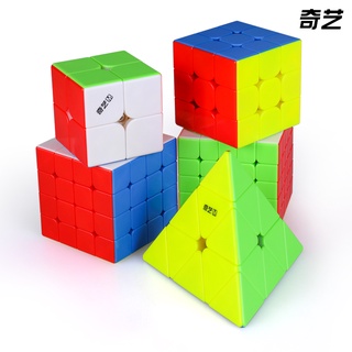 Qiyi รูบิค 3x3 สีดํา 3x3 MS ไร้สติกเกอร์ Cubo Magico ของเล่นเพื่อการศึกษา