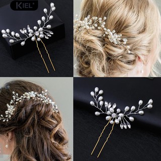 ‴ตกแต่งงานแต่งงาน Glossy Rhinestone เฟรสซ์ไข่มุก Hairpin Clip สไตล์แฮร์สไตล์