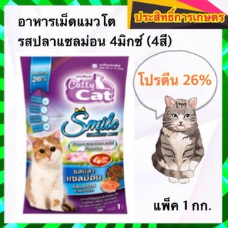 อาหารแมว อาหารเม็ดแมวโต รสปลาแซลมอน โปรตีน 26% 1 kg APSHOP2022