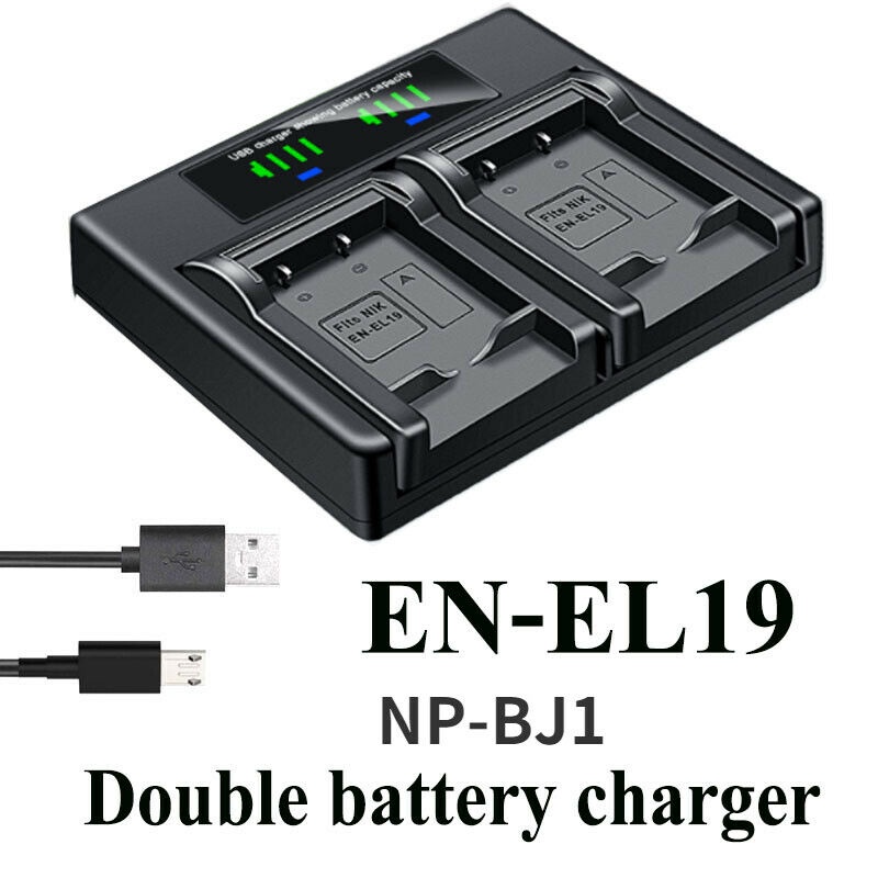 เครื่องชาร์จแบตเตอรี่คู่สําหรับ SONY NP-BJ1 DSC-RX0 RX0M2 , Nikon EN-EL19 EN-EL19A