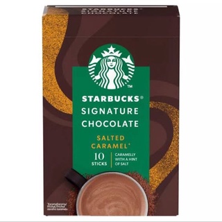 STARBUCKS SIGNATURE CHOCOLATE SALTED CARAMEL 1 กล่อง มี 10 ซอง  exp.31/07/24