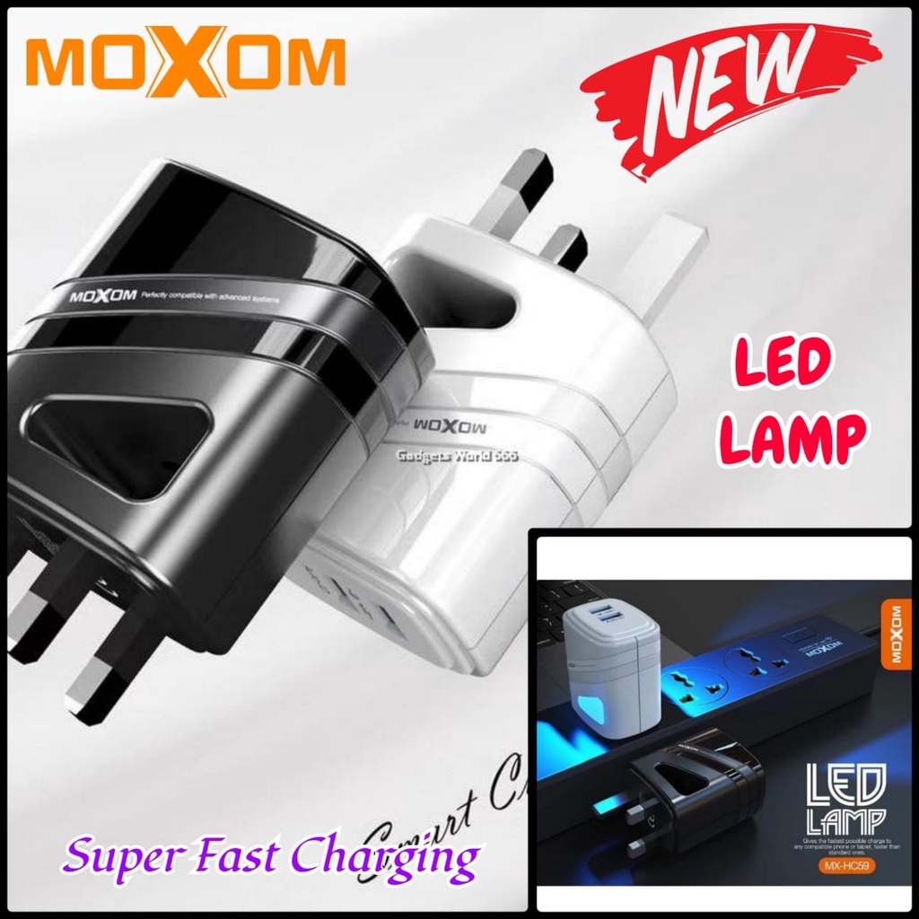 Moxom MX-HC59 Fast Speed Charging LED LAMP Data Cable พร้อม Dual Slot USB Charger สําหรับ Micro / Ip