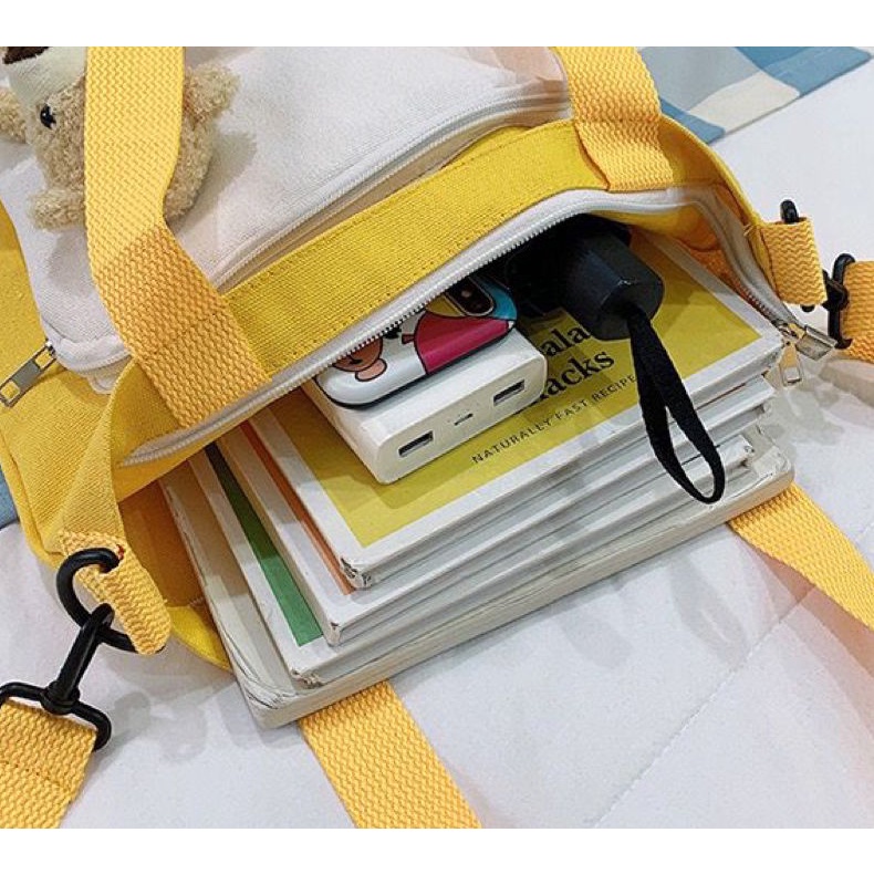 กระเป๋าผ้า หมีแคนวาส เนื้อหนา ใบใหญ่ เกาหแฟชั่น น่ารัก หมี ตุ๊กตา ราคา ถูกที่สุด ดีลบีเคเค แกลเลอรีภาพที่ 4