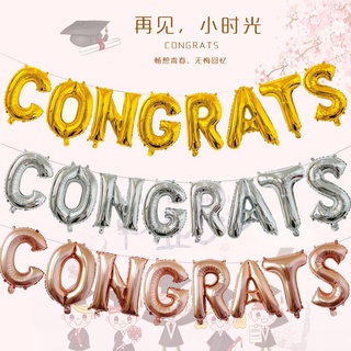 🔥ส่งด่วน🔥 ฟอยล์ตัวอักษร CONGRATS 16 นิ้ว  สำหรับรับปริญญา แสดงความยินดี ตกแต่งปาร์ตี้