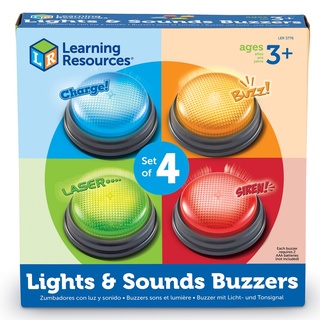 Learning Resources, Lights and Sounds Buzzers (Set of 4) ชุดกระดิ่งแสงสว่างและเสียงดัง ของเล่นเด็ก 3 ปี+