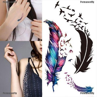 Permanentfly รอยสัก อินเทรนด์ กันน้ํา ขนาดเล็ก ลายขนห่านป่า สด สักลาย