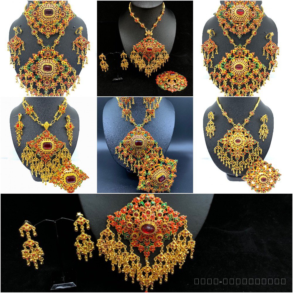 เครื่องประดับชุดไทย ชุดไทยลงยาสร้อยคอมาใหม่ต่างหูสร้อยคอและหัวเข็มขัด Thai jewelry 24 รุ่นให้เลือก a