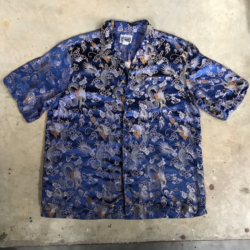 เสื้อฮาวาย vtg.Hawaiian Shirt COUPE DELUX DESIGNED IN U.S.A. MADE IN CHINA Sz.L 67% RAYON 33% NYLON