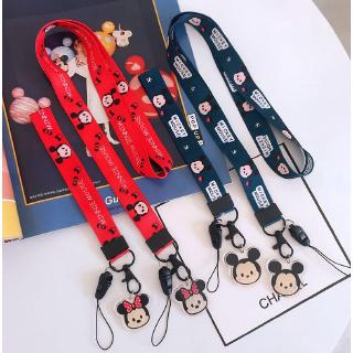 เชือกเส้นเล็กสำหรับโทรศัพท์มือถือแท็กการ์ดกล้องเชือกการ์ตูนสายคล้องคอ Mickey Minnie Lanyard Rope Neck Strap