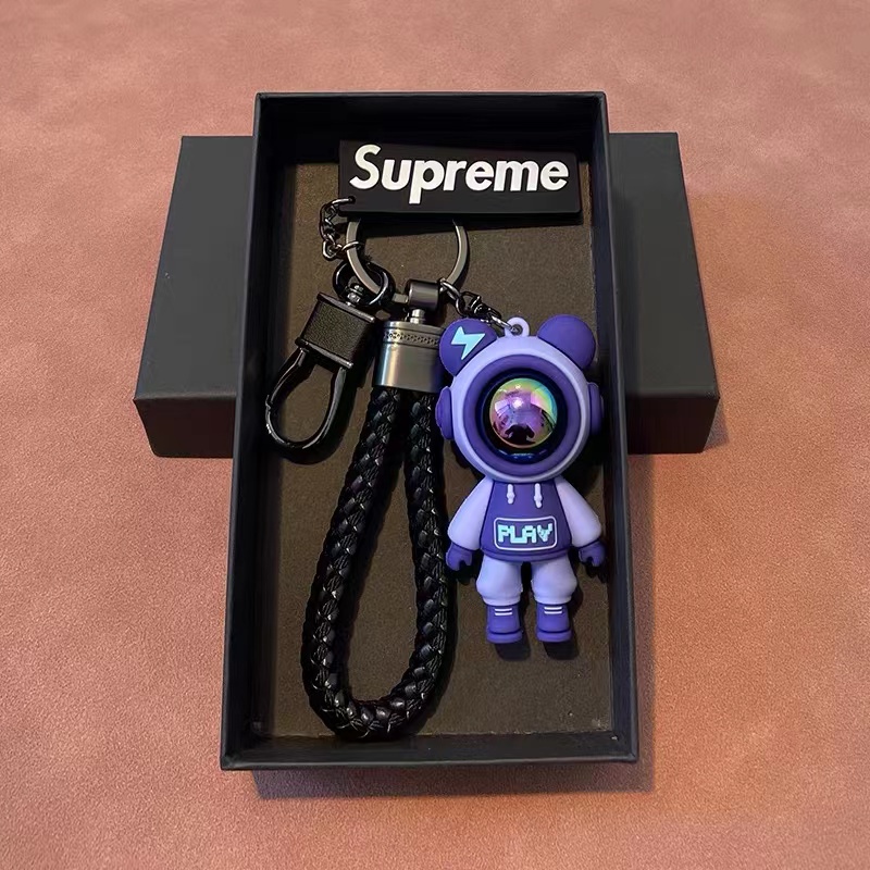 Cute cartoon lightning bear keychain men and women couple personality ...