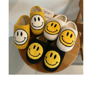 「พร้อมส่ง」รองเท้าใส่ในบ้าน รองเท้าสมายลี่ Smiley 3 สี ขาว/เหลือง/ดำA030