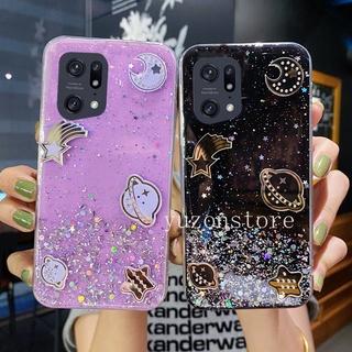 Soft TPU Silicone Casing OPPO Find X5 Pro Reno7 Pro 5G A96 A95 4G A16K เคสโทรศัพท Starry Sky Glitter Phone Case Planet Phone Protective Cover